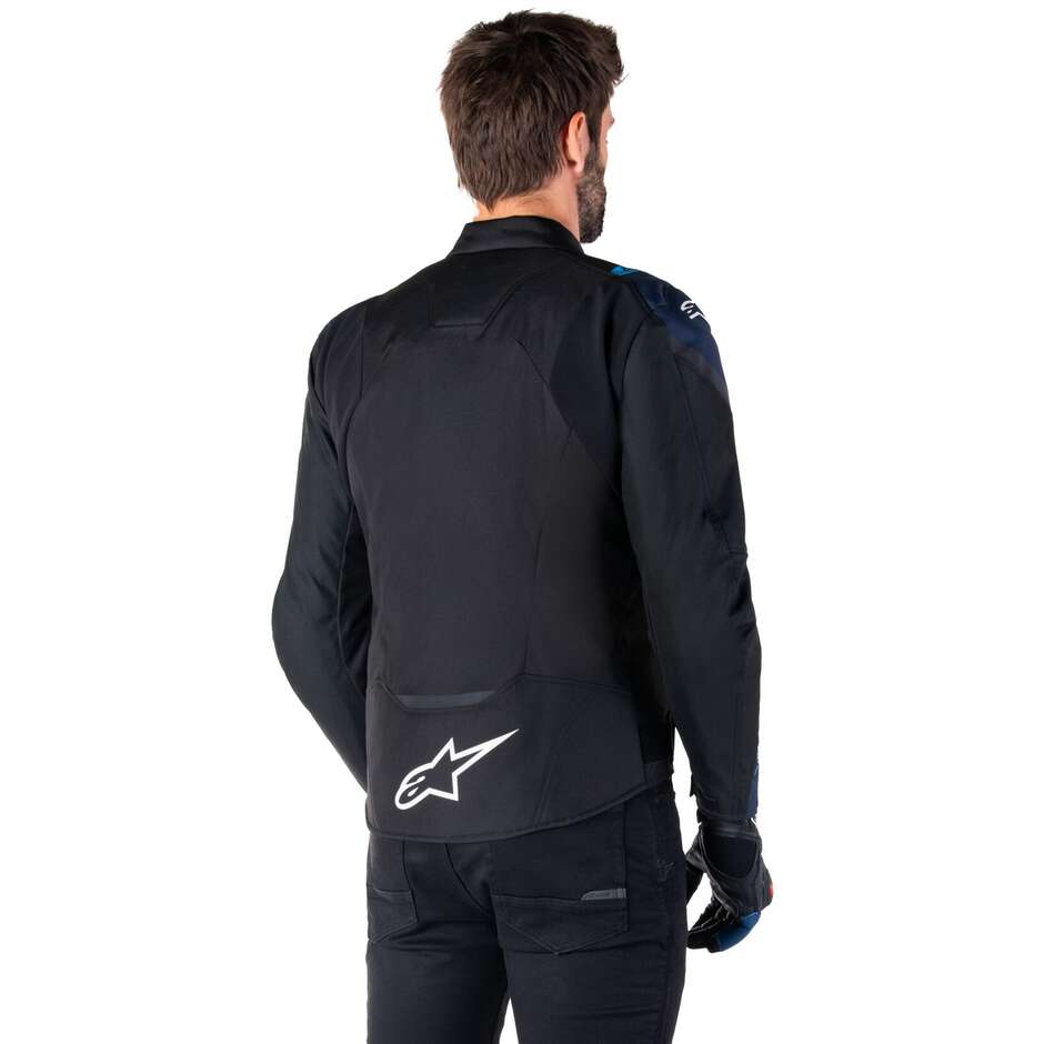 Veste de moto en tissu Alpinestars T-JAWS V4 WP noir foncé bleu bleu joyeux