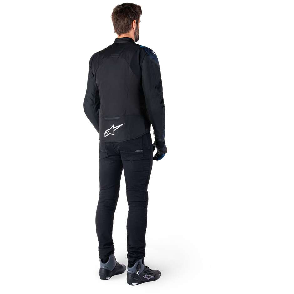 Veste de moto en tissu Alpinestars T-JAWS V4 WP noir foncé bleu bleu joyeux