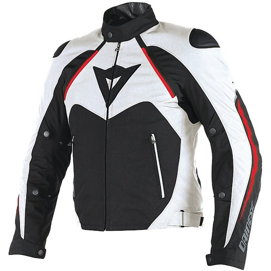 Veste de moto en tissu Dainese Hawker D-Dry noir / blanc / rouge