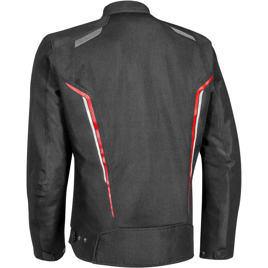 Veste de moto en tissu d'été perforé Ixon COOL AIR Noir Blanc Rouge