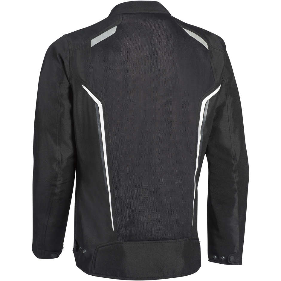 Veste de moto en tissu d'été perforé Ixon COOL AIR Noir Blanc