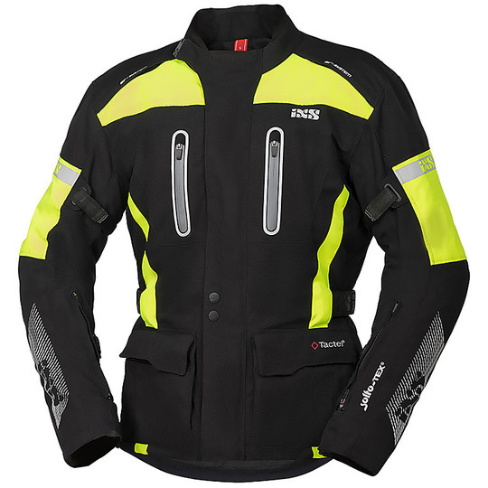 IXS Pacora-ST Veste Textile Pour Hommes Noir / Jaune Fluo