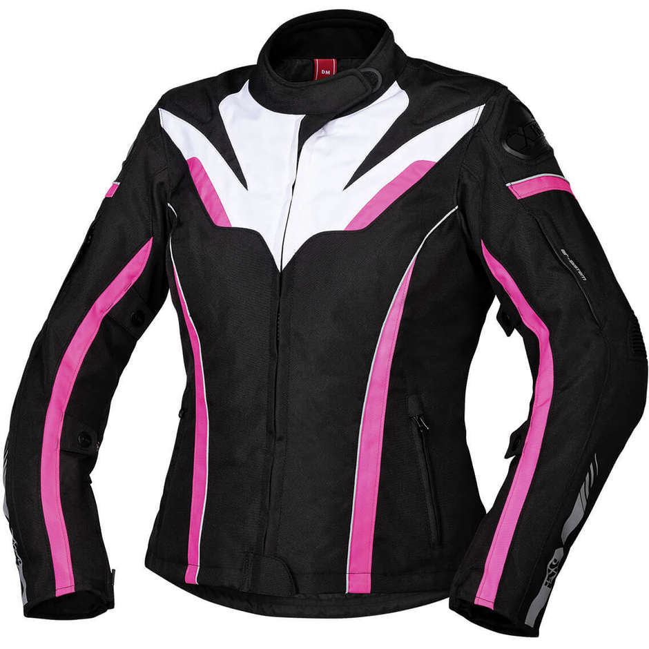 Veste de moto en tissu imperméable pour femmes Ixs Sport RS-1000 ST noir blanc rose