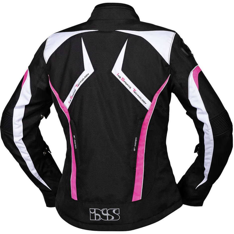 Veste de moto en tissu imperméable pour femmes Ixs Sport RS-1000 ST noir blanc rose