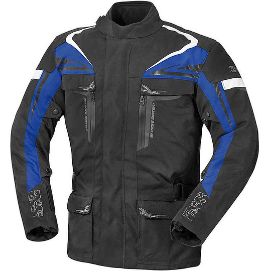 Veste de moto en tissu lame IXS noir bleu
