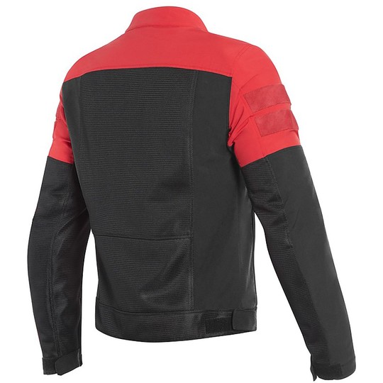 Veste de moto en tissu perforé Dainese AIR-TRACK TEX noir rouge