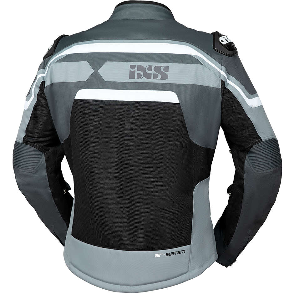 Veste de moto en tissu perforé Ixs Sport LD RS-700 Air Noir Gris Blanc