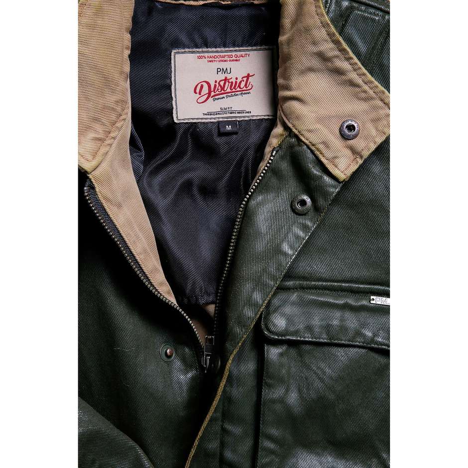 Veste de moto en tissu personnalisé PMJ Promo Jeans DISTRICT Vintage Green