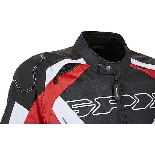 Veste de moto en tissu Spidi TRONIK TEX noir blanc rouge