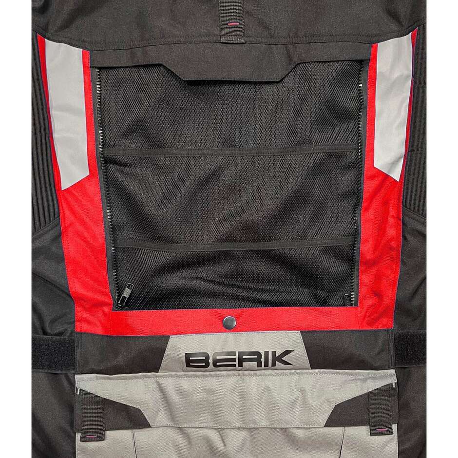 Veste de moto en tissu technique Berik 2.0 NJ-203328 Adventure Touring Noir Blanc Rouge