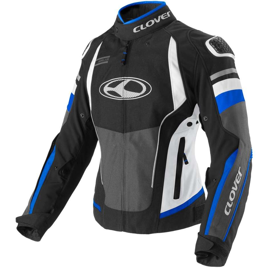 Veste de moto femme Clover AIRBLADE 5 LADY bleu blanc noir