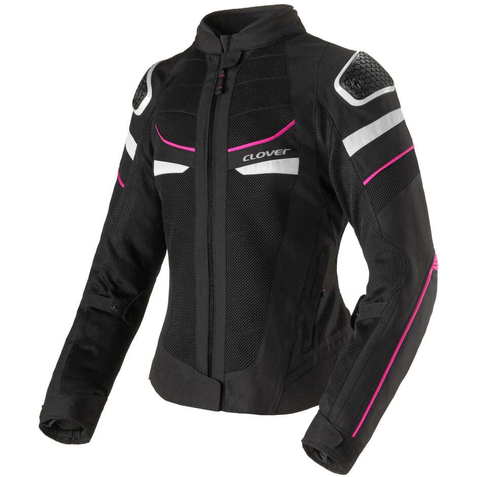 Veste de moto femme Clover RAINJET 3 LADY WP Noir Fuchsia Blanc