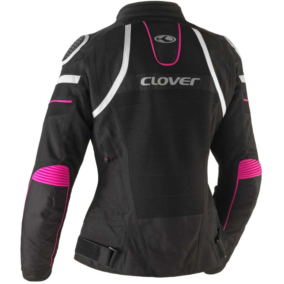 Veste de moto femme Clover RAINJET 3 LADY WP Noir Fuchsia Blanc