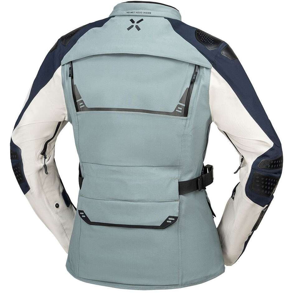 Veste de moto femme iXS Tourster-STX 2.0, laminée, bleu foncé/gris bleu, courte