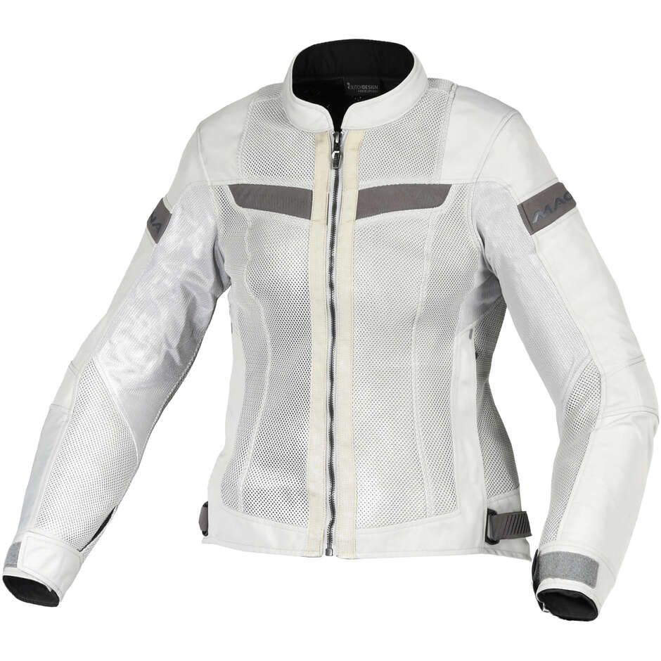 Veste de moto femme Macna Velotura gris clair