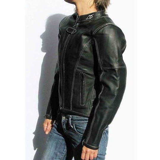 Veste de moto Giudici pour femme en cuir noir