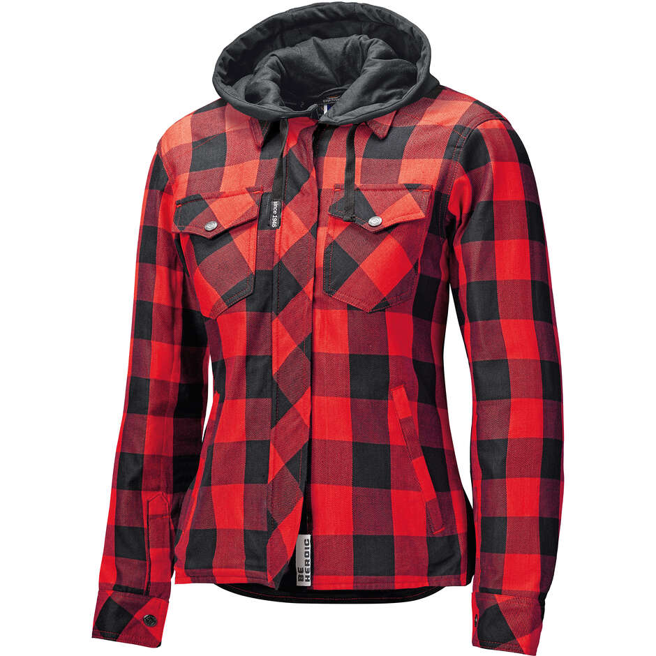 Veste de moto Held Lumberjack II pour femme, noir et rouge