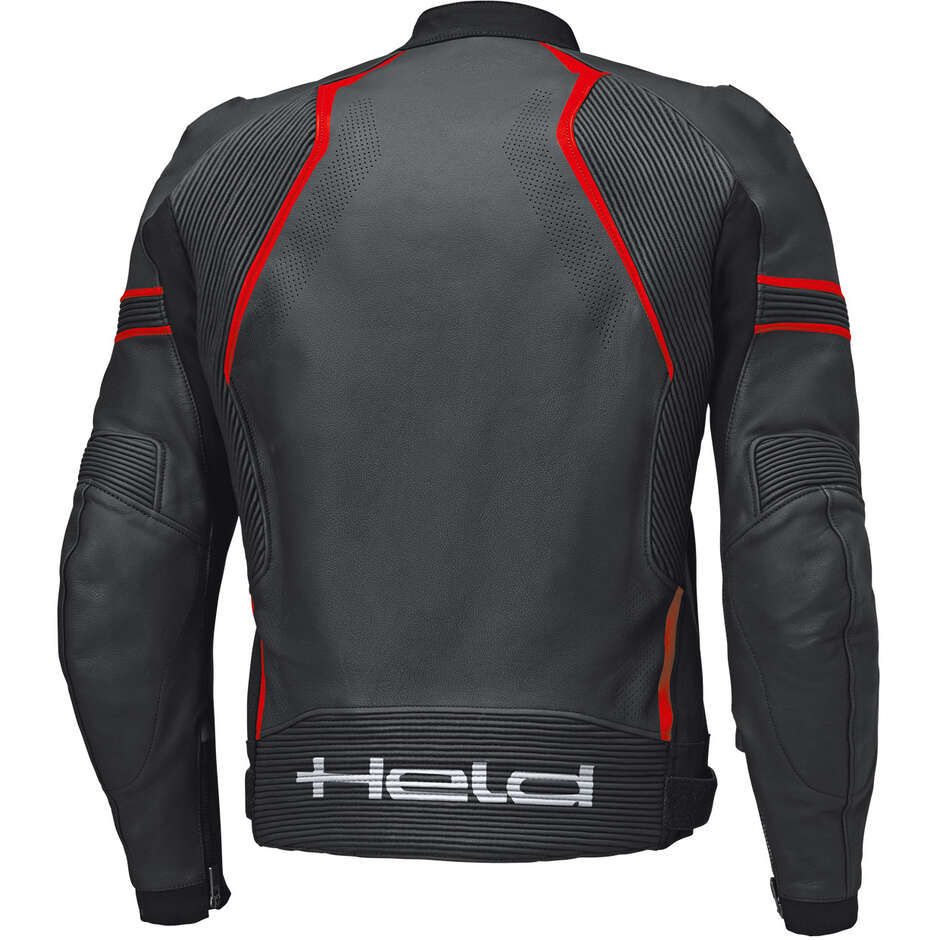 Veste de moto Held Street Rocket 4 Top noire et rouge fluo