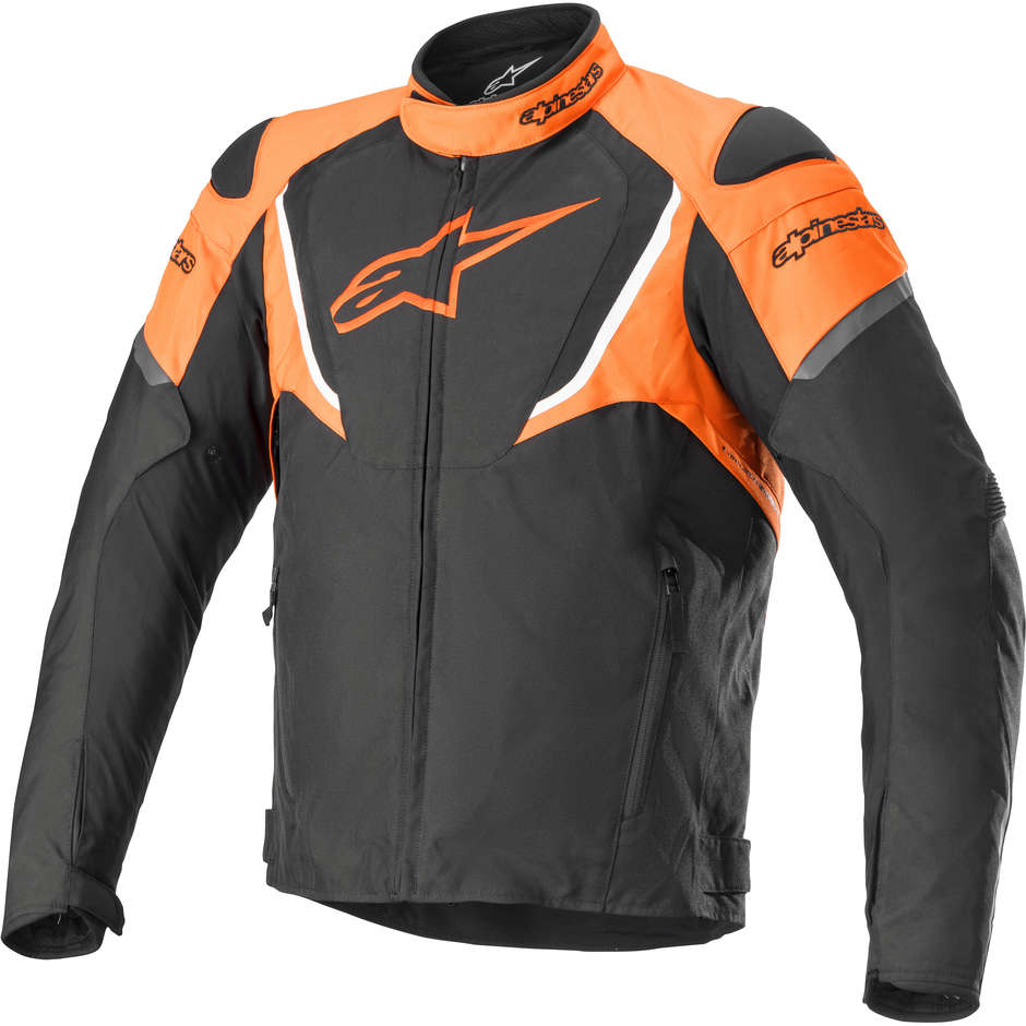Veste de moto imperméable en tissu Alpinestars T-JAW v3 imperméable orange noir