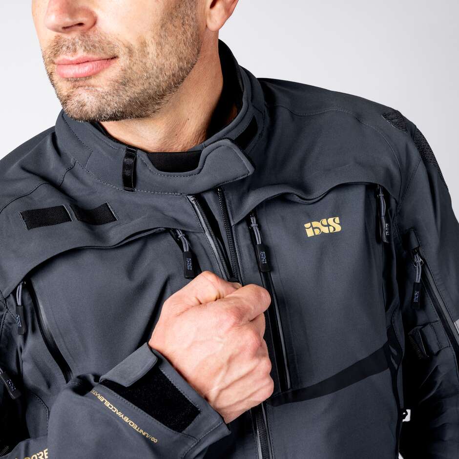Veste de moto laminée iXS Tourster-GTX 1.0 Gris foncé - Longue