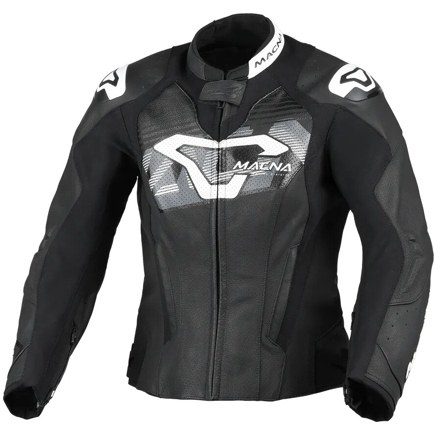 Veste de moto Macna Blitz pour femme, noir et blanc