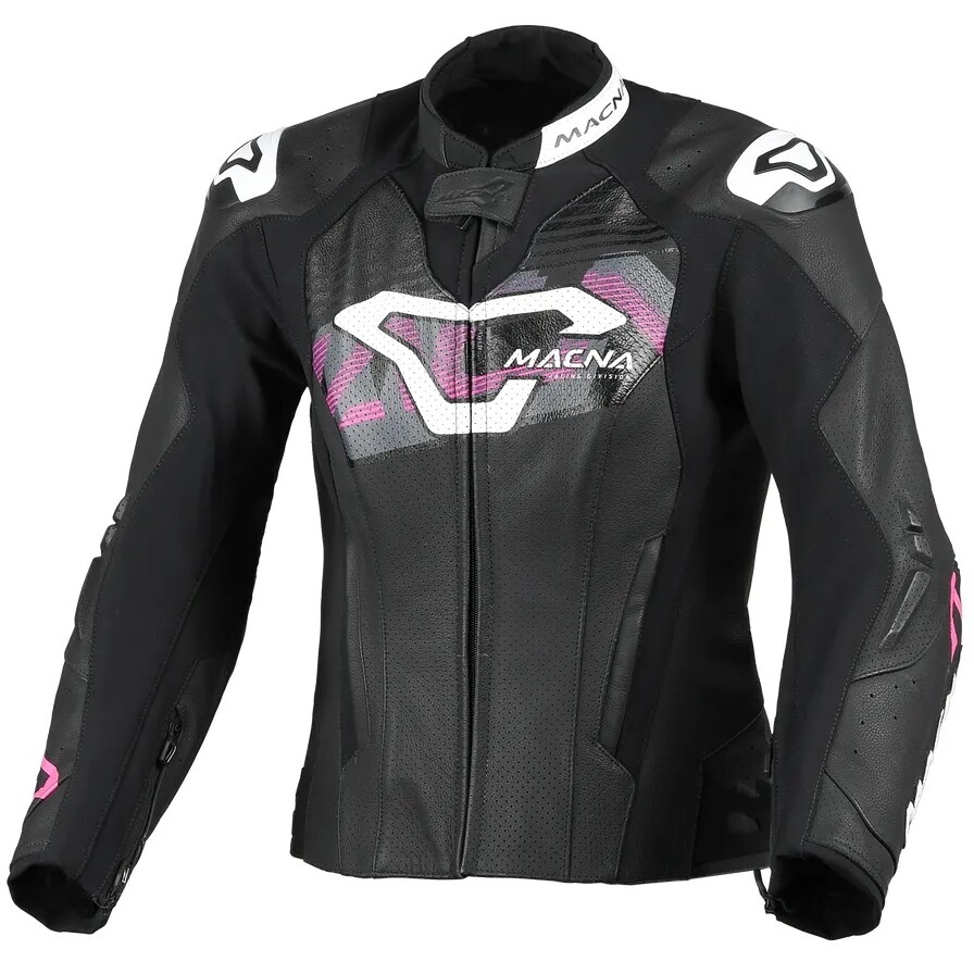 Veste de moto Macna Blitz pour femme, noire et rose