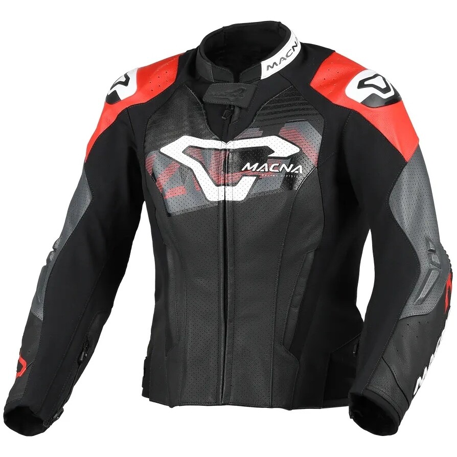 Veste de moto Macna Blitz pour femme, noire et rouge