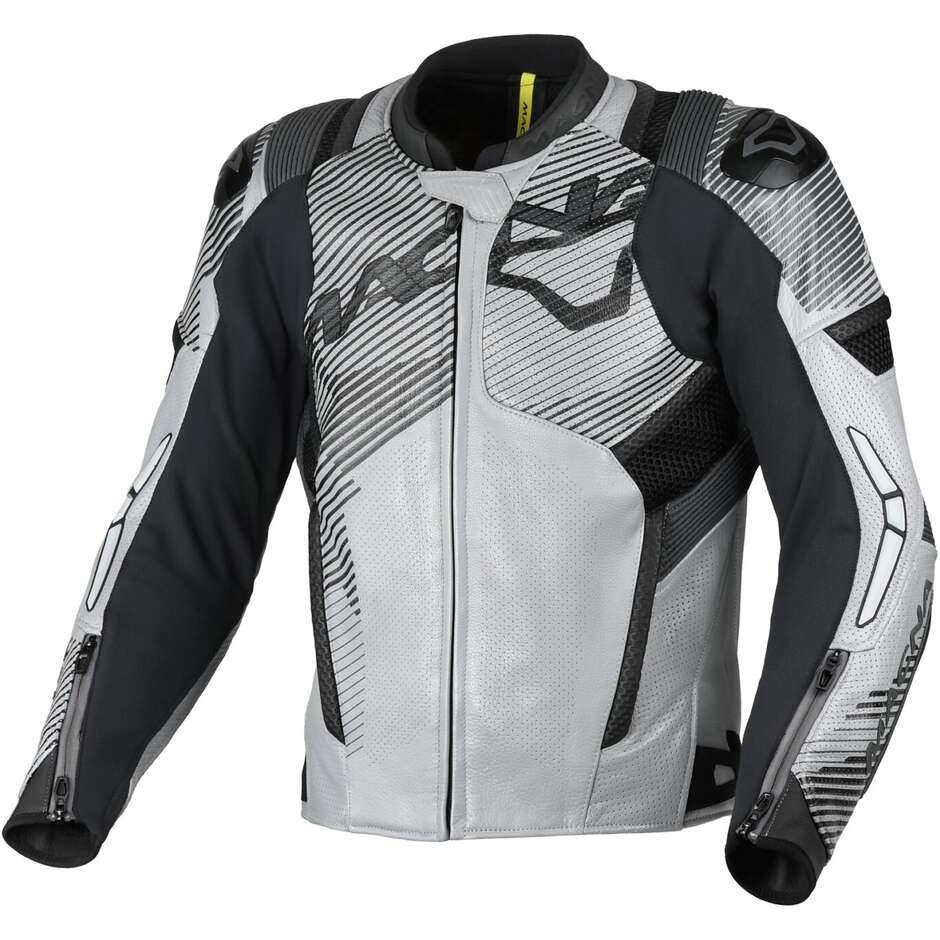 Veste de moto Macna Ignite gris noir orange