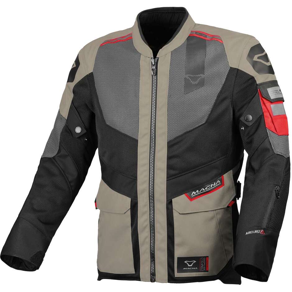Veste de moto Macna Travelair Taupe/Noir