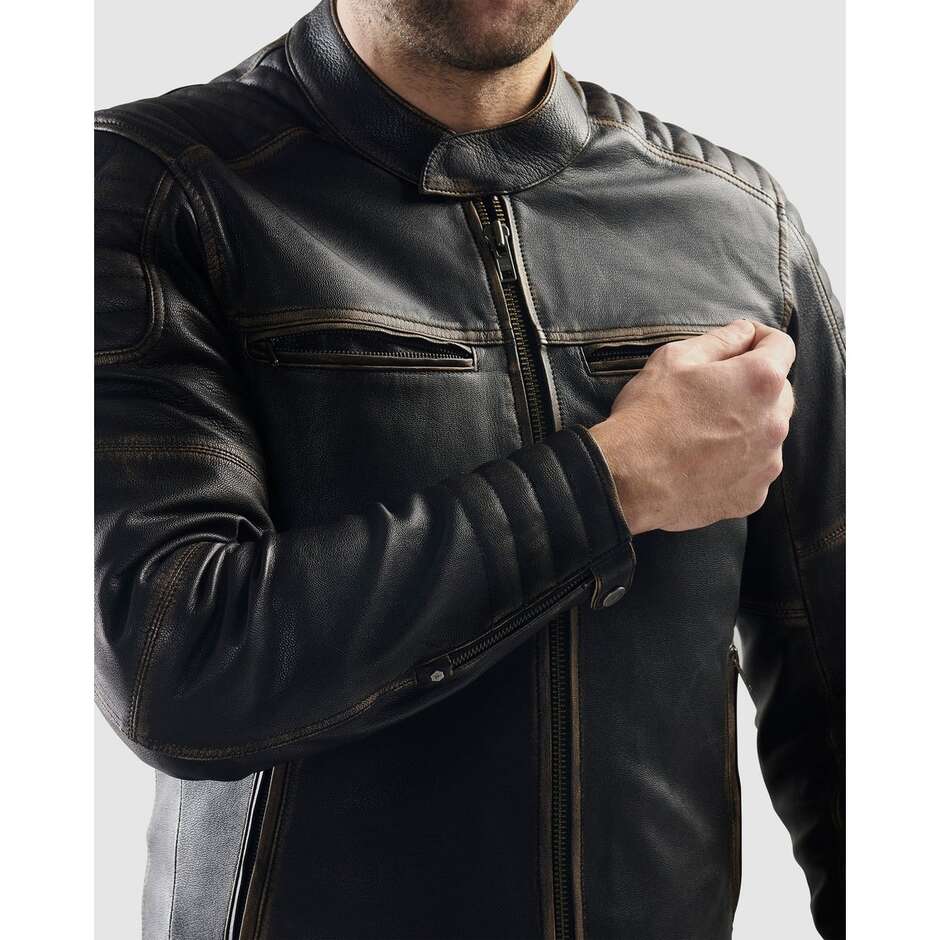 Veste de moto marron vintage Rebelhorn HUNTER II