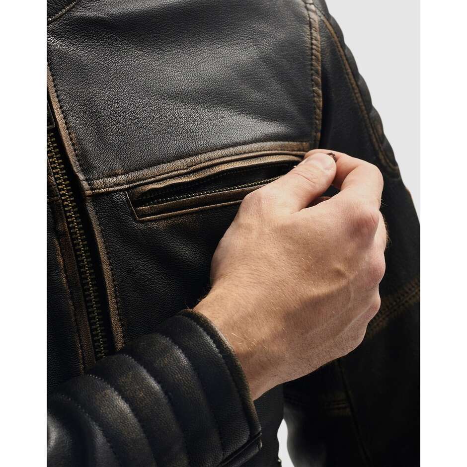 Veste de moto marron vintage Rebelhorn HUNTER II