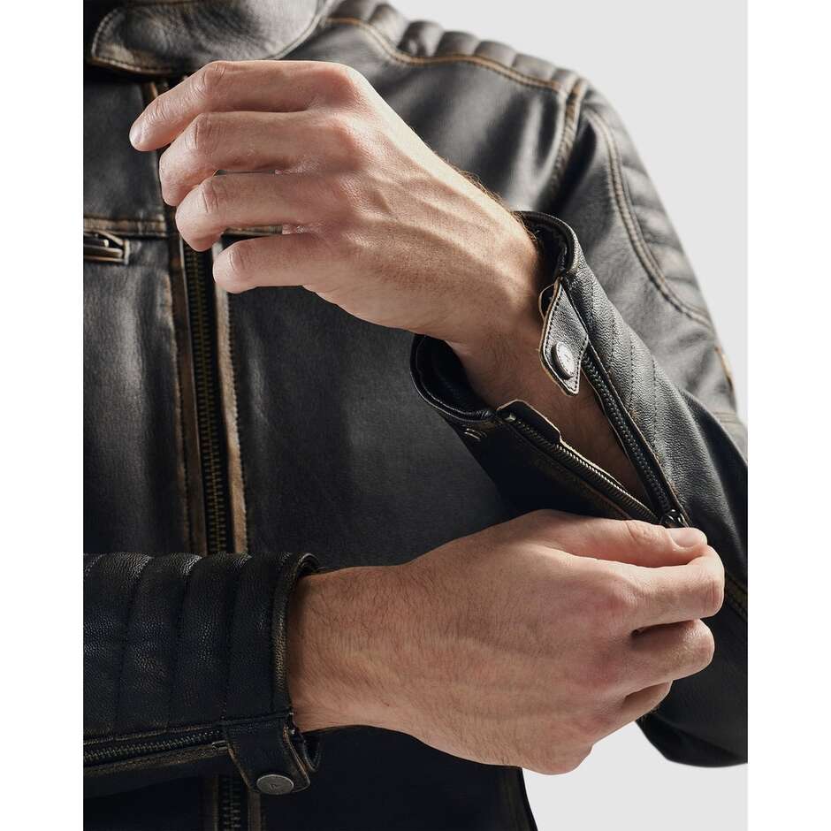 Veste de moto marron vintage Rebelhorn HUNTER II