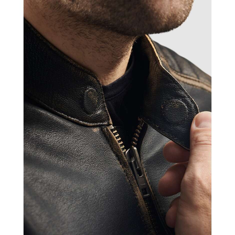 Veste de moto marron vintage Rebelhorn HUNTER II