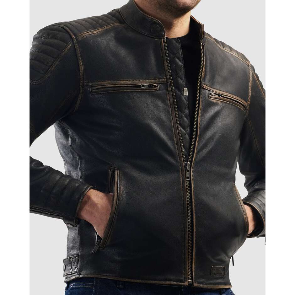 Veste de moto marron vintage Rebelhorn HUNTER II
