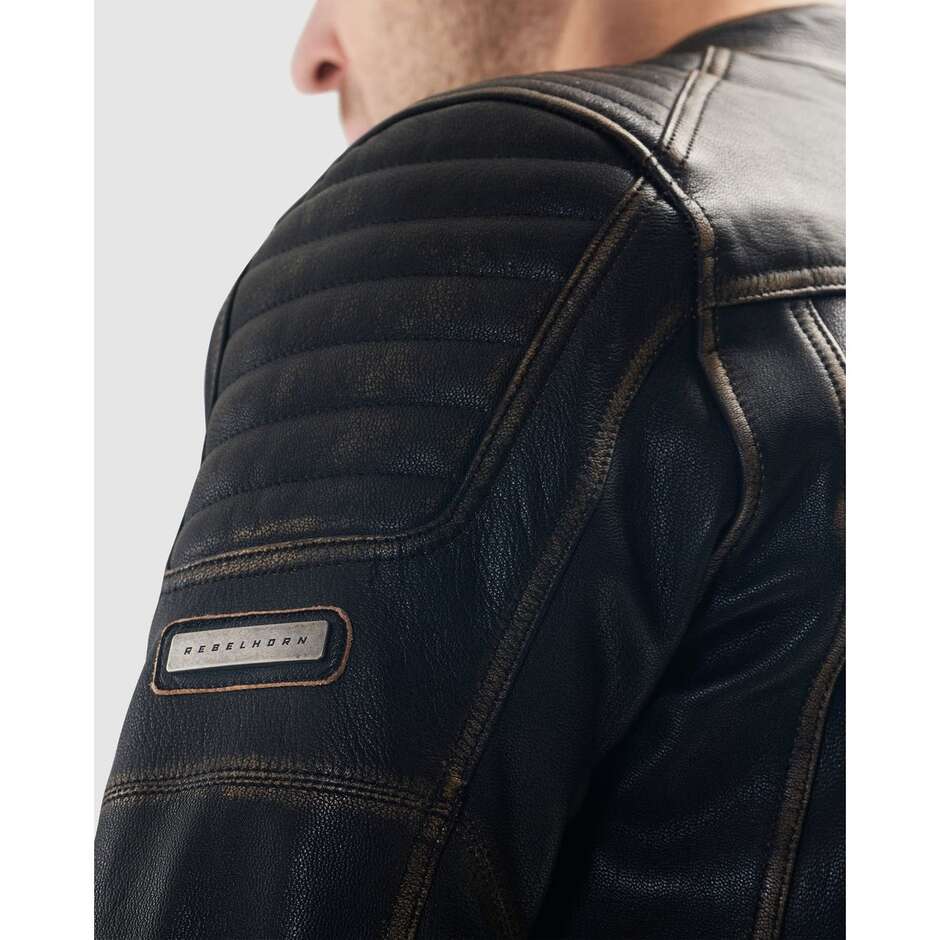 Veste de moto marron vintage Rebelhorn HUNTER II