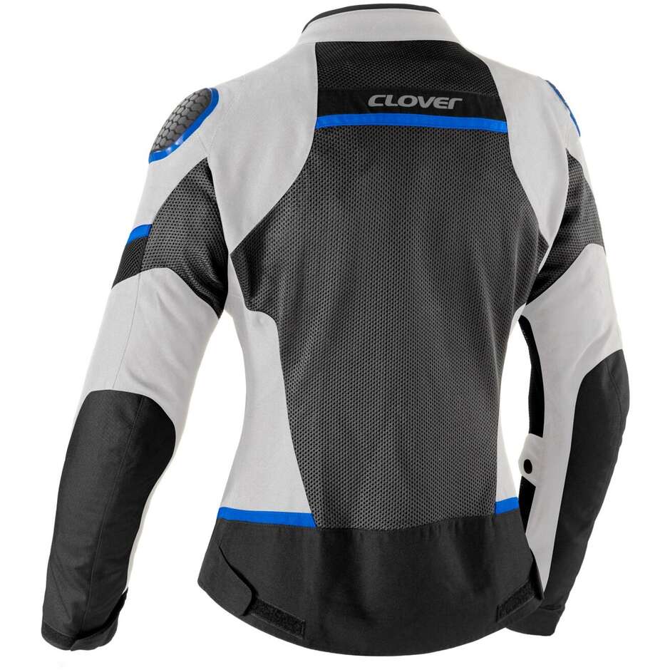 Veste de moto perforée pour femme Clover AIRJET 6 LADY, bleu, blanc et noir