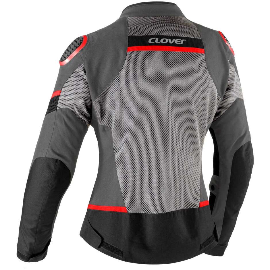 Veste de moto perforée pour femme Clover AIRJET 6 LADY, gris, rouge et noir