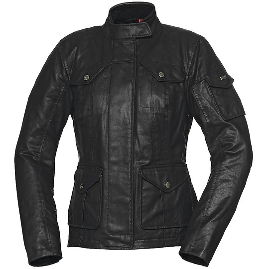 Veste de moto pour femme en coton ciré Ixs CLASSIC VINTAGE Noir