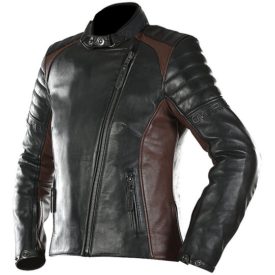 Veste de moto pour femme en cuir marron TINA certifié par chevauchement