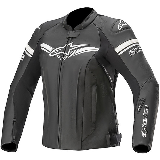 Veste de moto pour femme en cuir Racing Alpinestars Stella GP-R Tech Air Compatible Black