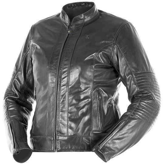 Veste de moto pour femme en cuir superposé personnalisé DONATELLA Noir