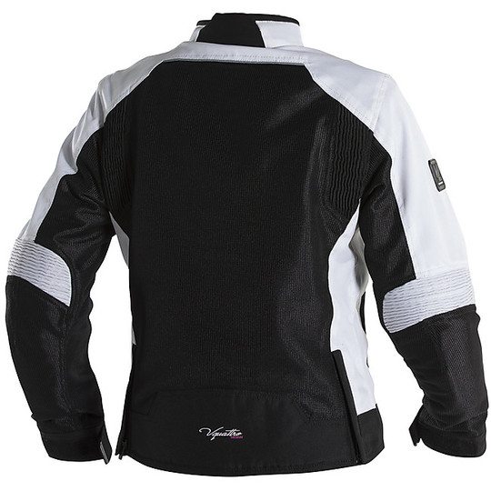 Veste de moto pour femme en tissu d'été Vquattro VE21L noir blanc