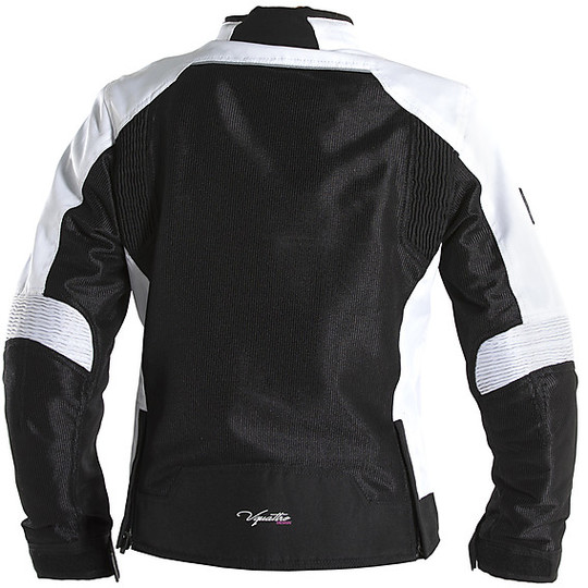 Veste de moto pour femme en tissu d'été Vquattro VE21L noir blanc