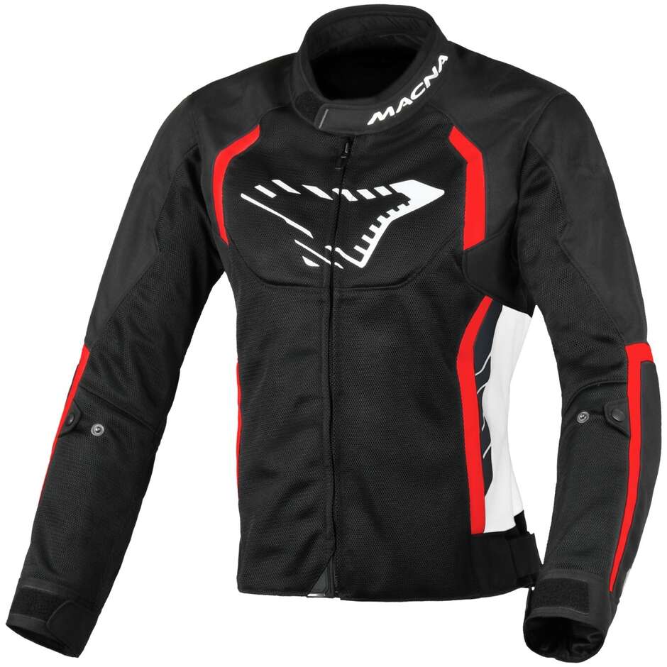Veste de moto Softshell femme Macna Grisca noir blanc rouge