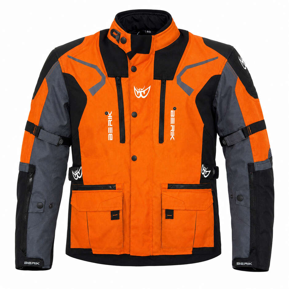 Veste de moto technique Berik 2.0 Adventure NJ-233309 Orange Noir Gris