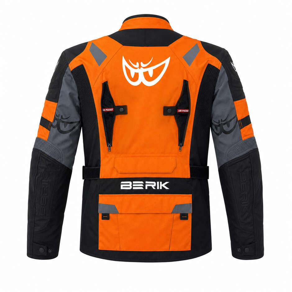 Veste de moto technique Berik 2.0 Adventure NJ-233309 Orange Noir Gris