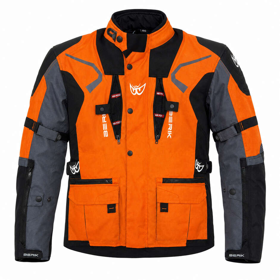 Veste de moto technique Berik 2.0 Adventure NJ-233309 Orange Noir Gris