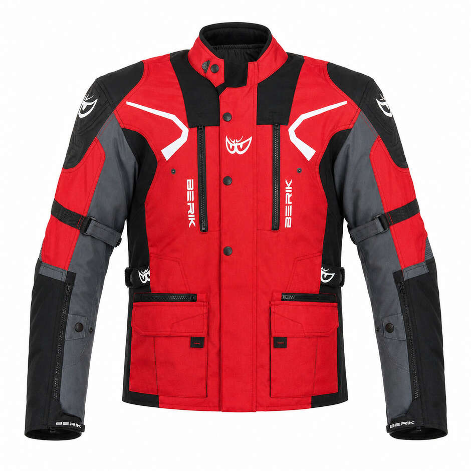 Veste de moto technique Berik 2.0 Adventure NJ-233309 Rouge Noir Gris