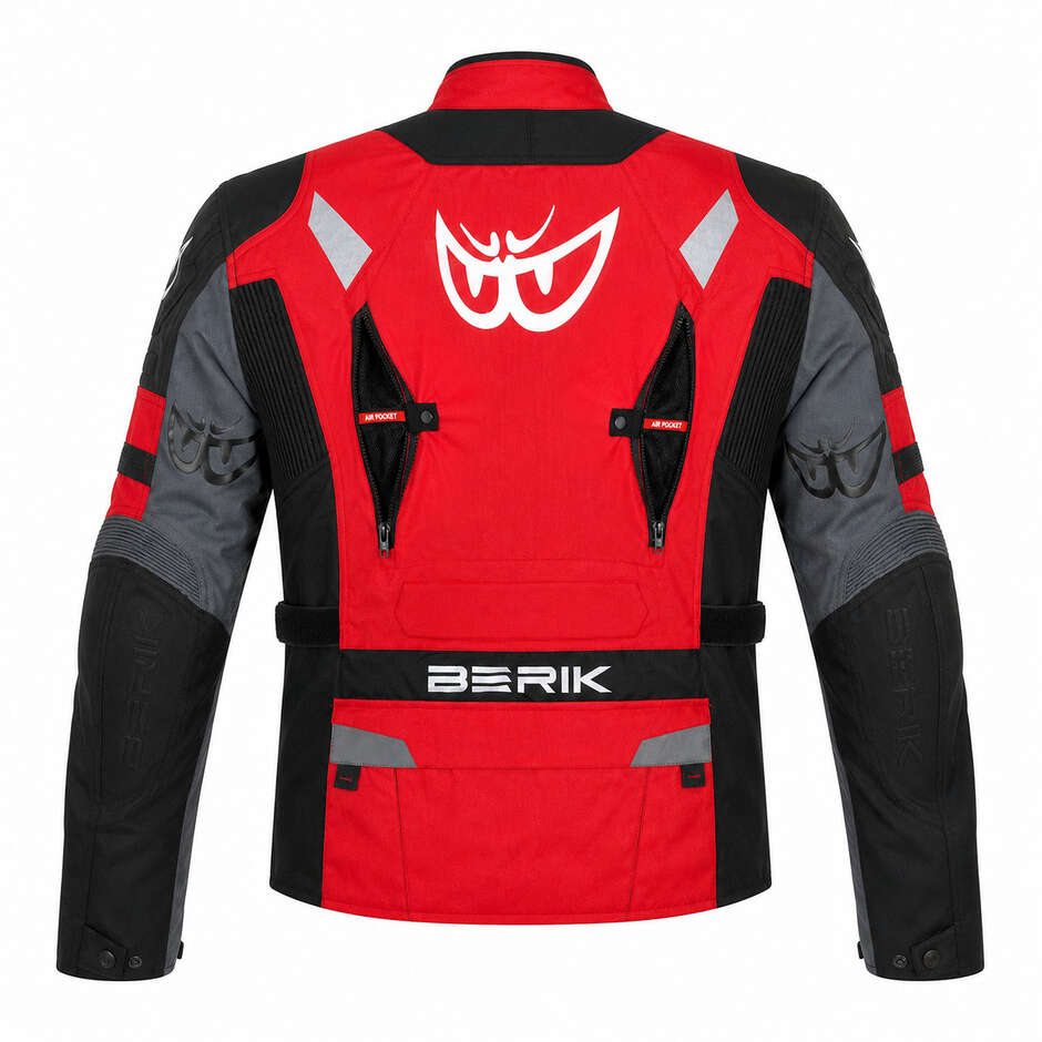 Veste de moto technique Berik 2.0 Adventure NJ-233309 Rouge Noir Gris