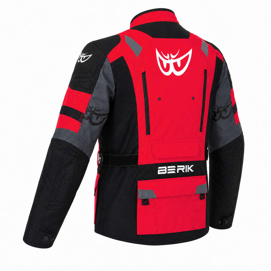 Veste de moto technique Berik 2.0 Adventure NJ-233309 Rouge Noir Gris